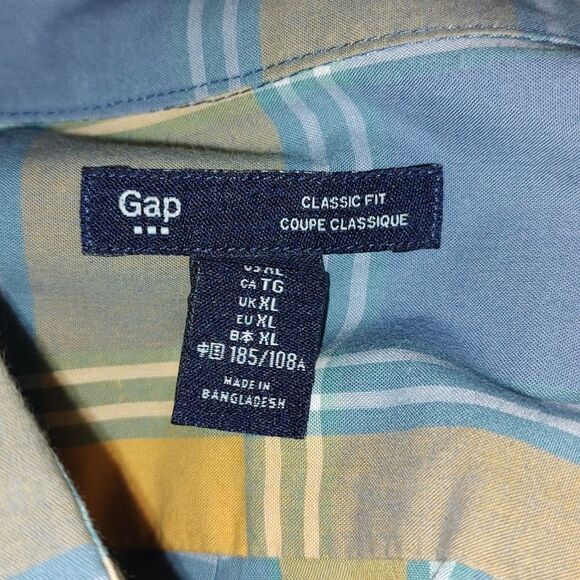 Gap Classic Fit Coupe Classique  blue yellow button down dress shirt  Sz XL - Picture 4 of 4